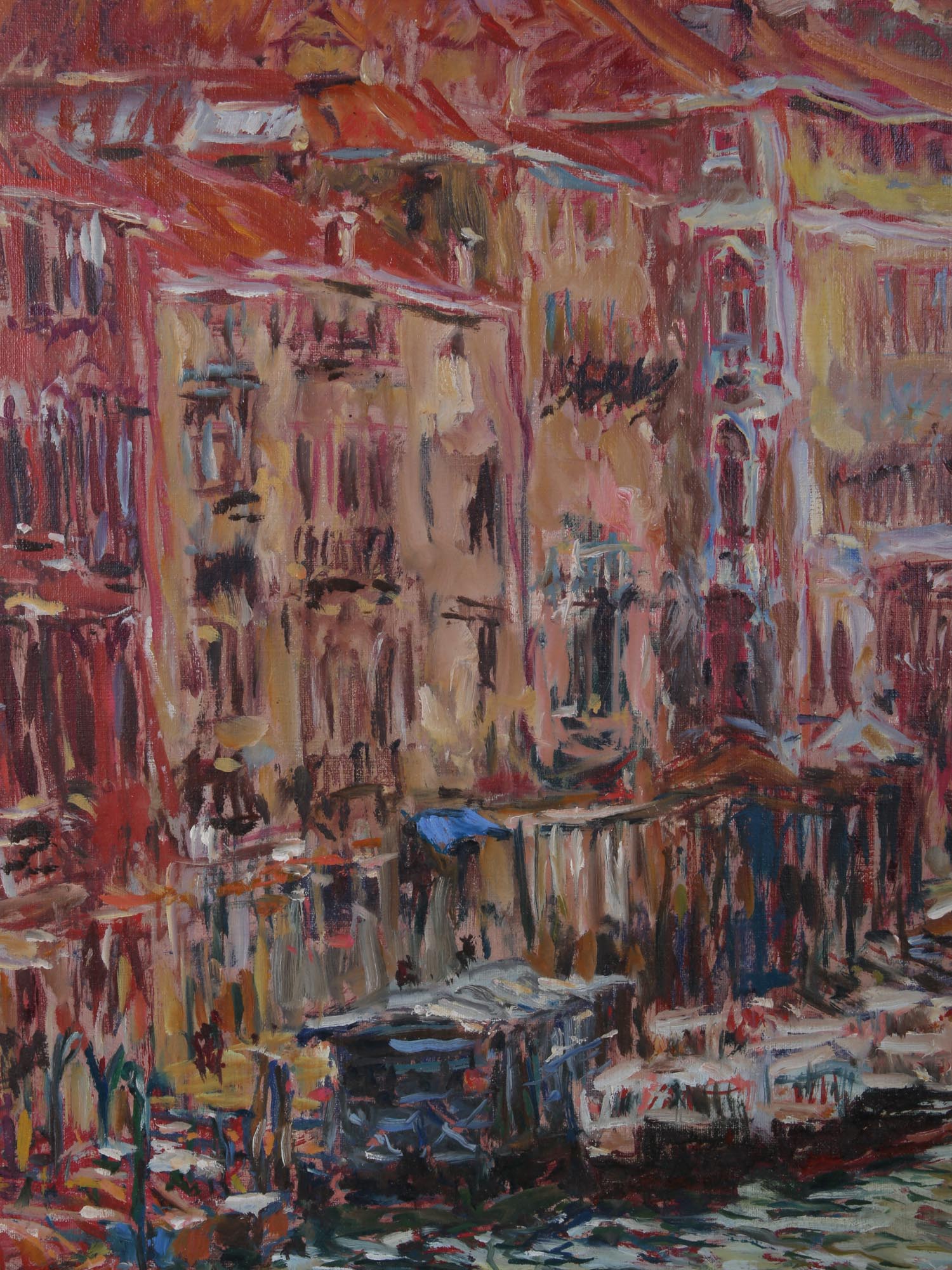 VINTAGE ABSTRACT VENICE PAINTING BY MARCO SASSORE PIC-1